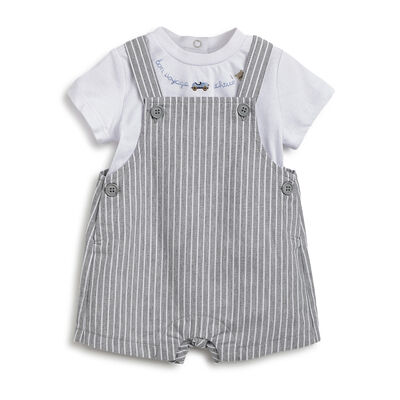 Boys Medium Grey T-shirt with Short Overalls